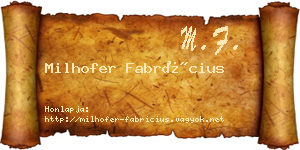Milhofer Fabrícius névjegykártya